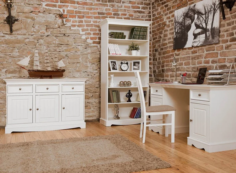 Kommode Belluno Elegante in Weiß | Sideboard mit drei Schubladen und Türen