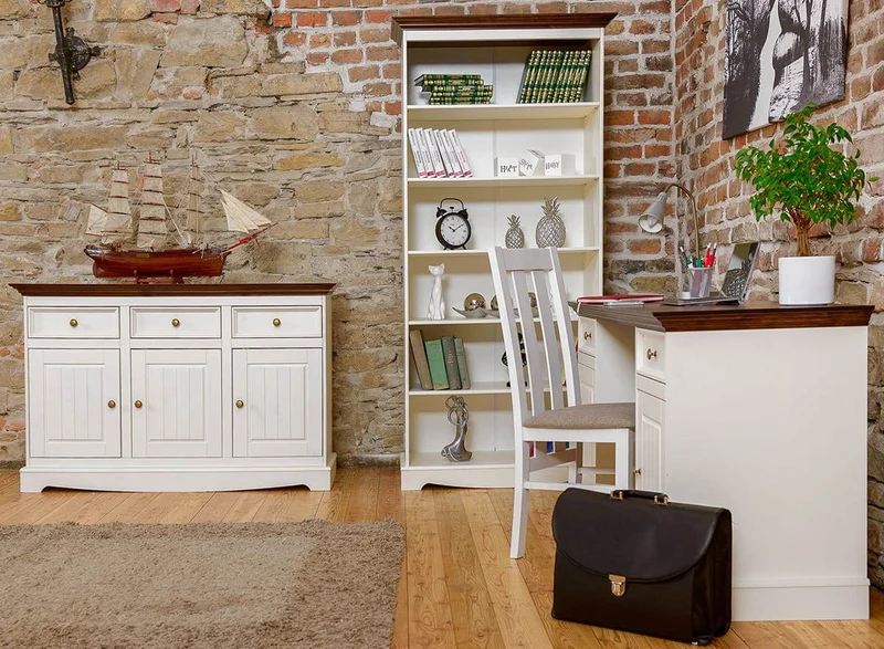 Kommode Belluno Elegante in Weiß | Sideboard mit drei Schubladen und Türen