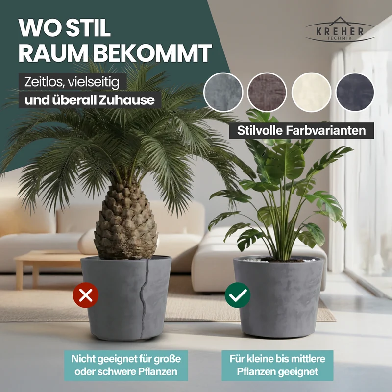 2 x Pflanzkübel 'Millennium' 80 Liter, rund in Grau