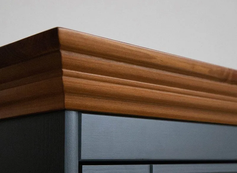Kommode Belluno Elegante in Graphit | Sideboard mit drei Schubladen und Türen