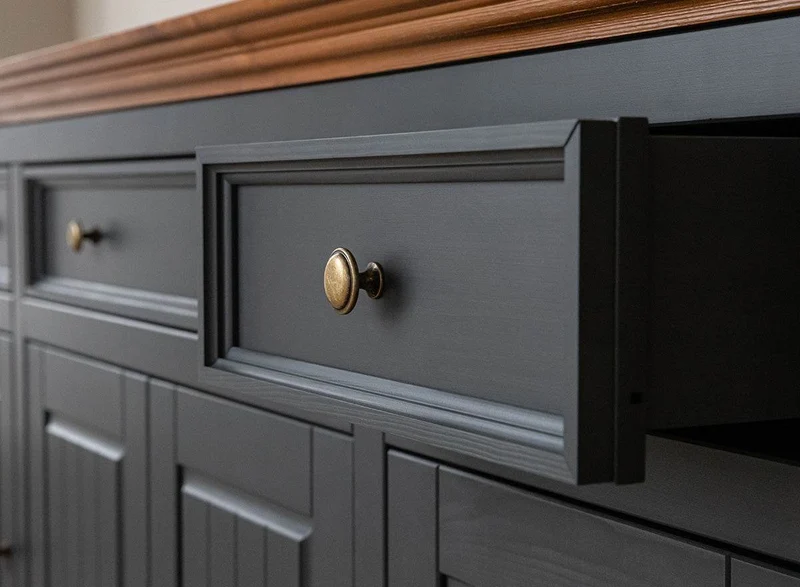 Kommode Belluno Elegante in Graphit | Sideboard mit drei Schubladen und Türen