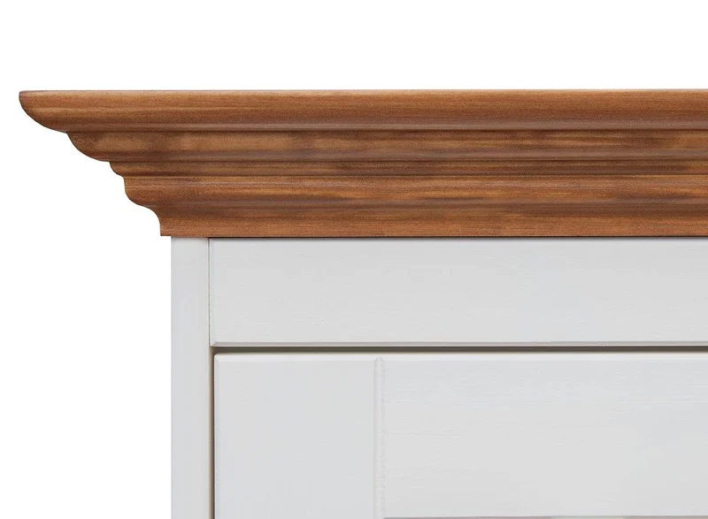 Kleine Vitrinenkommode Belluno Elegante in Weiß | Sideboard mit Schubladen und Tür