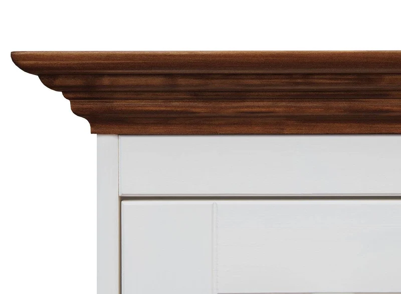 Kleine Vitrinenkommode Belluno Elegante in Weiß | Sideboard mit Schubladen und Tür
