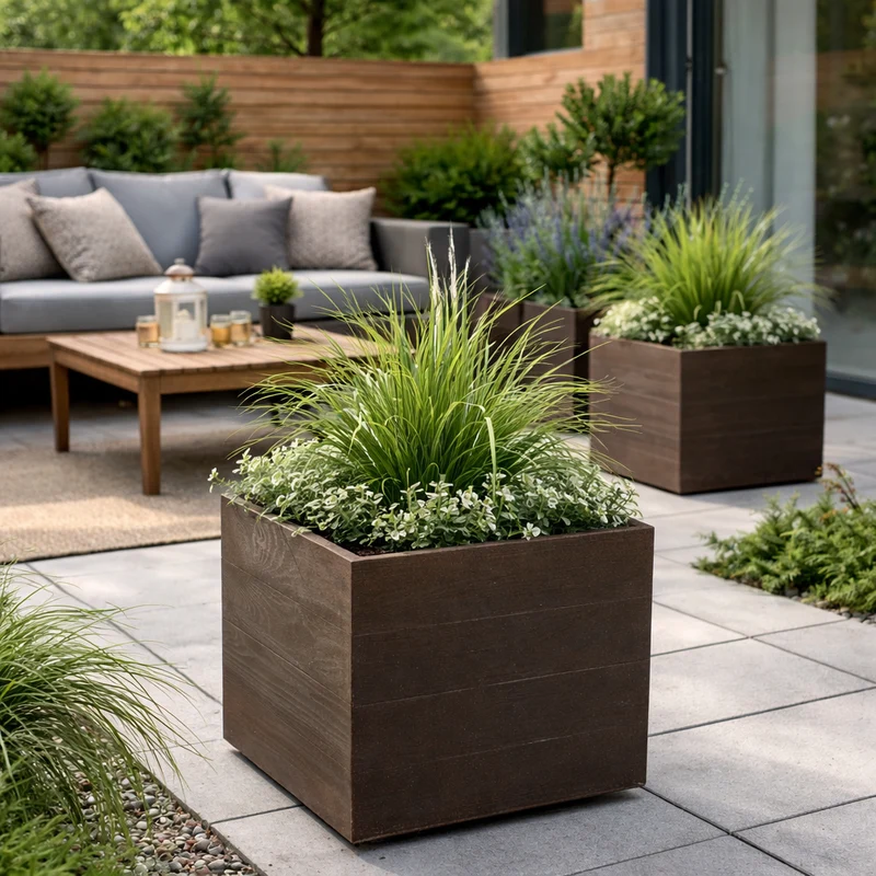 XL Pflanzkasten 'Eco' Holz Optik in verschiedenen Farben (Farbe wählbar)