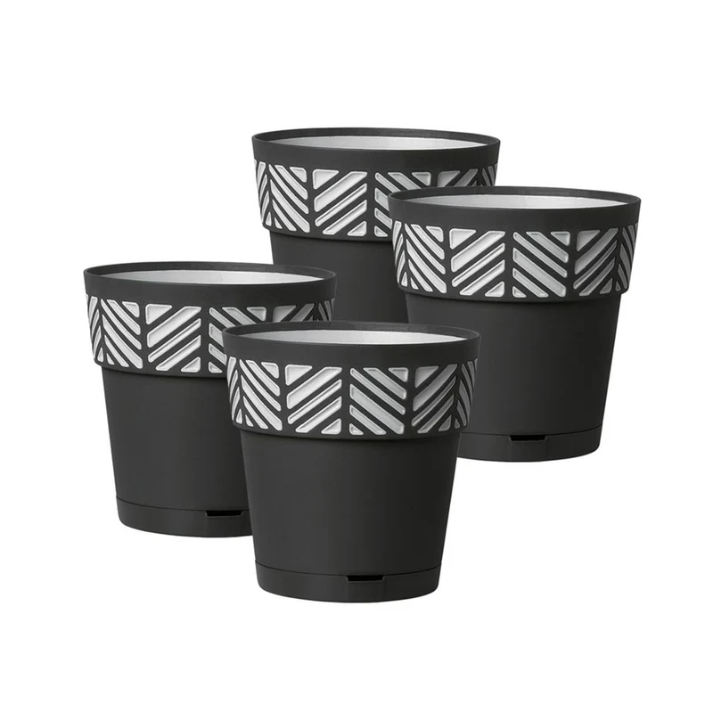 Set: 4 x Pflanztöpfe "Orfeo" 15x15 cm (Farbe wählbar)