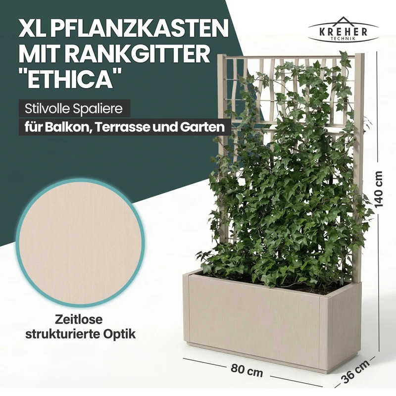 Set: 2 x XL SPALIER 'Ethica' - 80 x 36 x 140 cm - in Struktur Optik - breite Version - in Beige