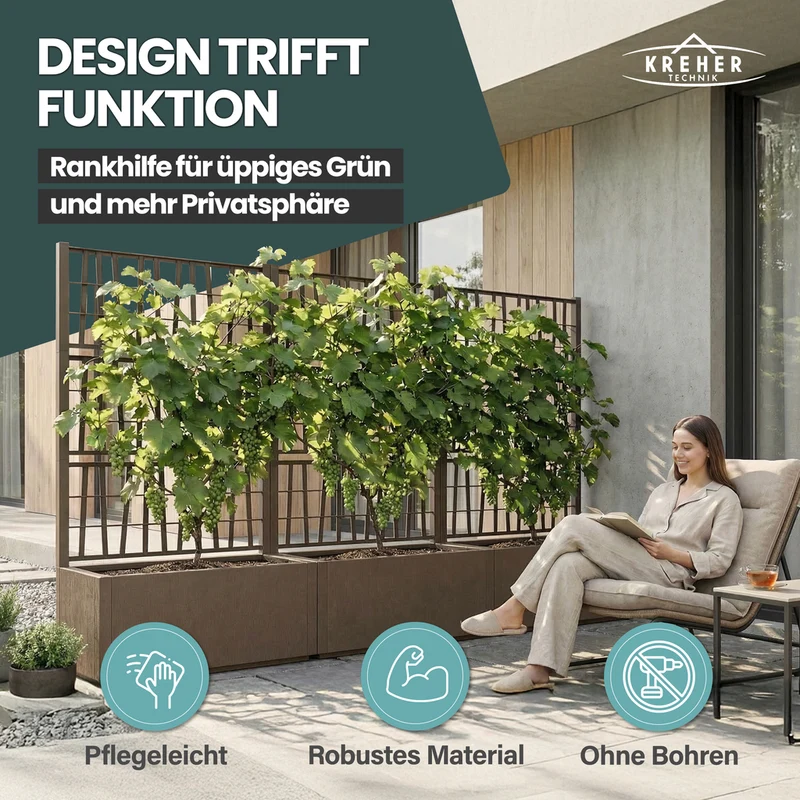 Set: 2 x XL SPALIER 'Ethica' - 80 x 36 x 140 cm - in Struktur Optik - breite Version - in Taupé