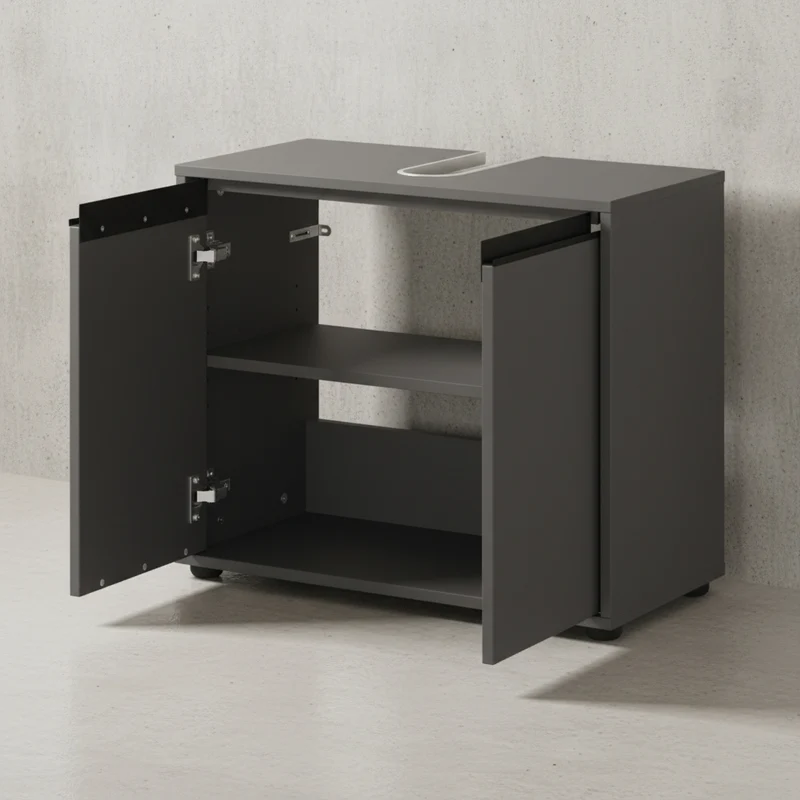 Waschbeckenunterschrank mit zwei Türen und Einlegeboden, Soft-Close
