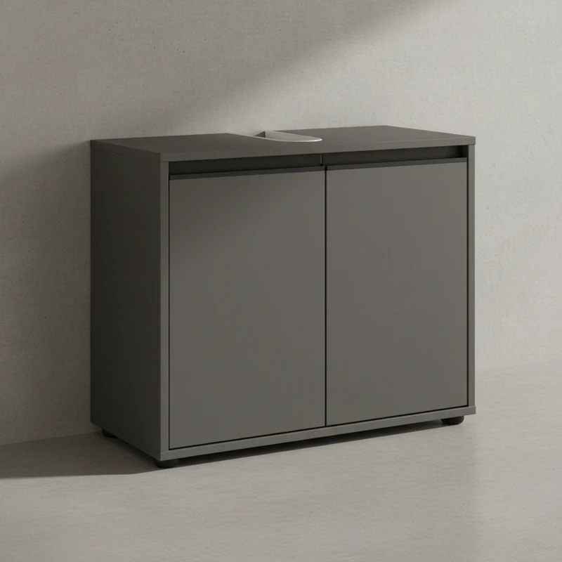 Waschbeckenunterschrank mit zwei Türen und Einlegeboden, Soft-Close