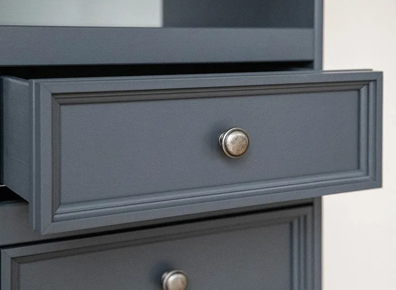 Kleine Vitrinenkommode Belluno Elegante in Graphit | Sideboard mit Schubladen und Tür