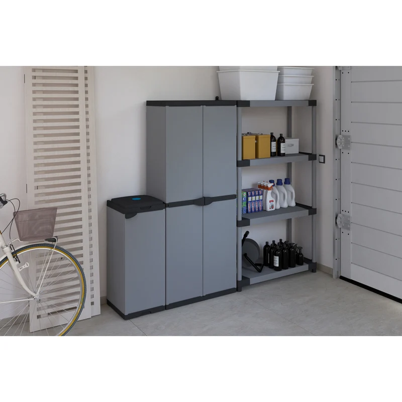 Set: 2 x ARMADIO Schwerlastregal mit 4 Ebenen, 80 x 40 x 168 (schwarz/grau)