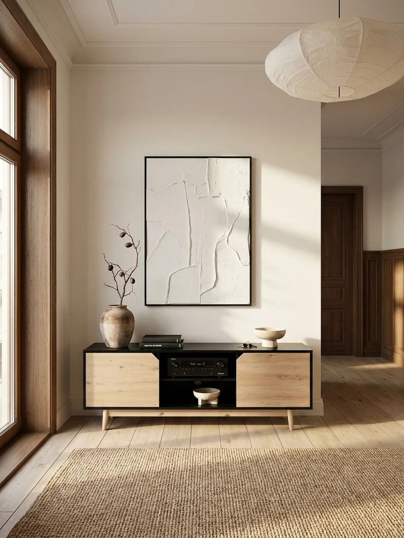 TV-Lowboard mit Eiche-Dekor, 2 Türen, modern