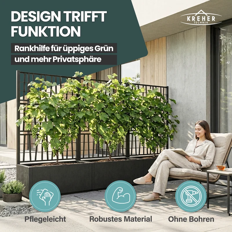 Set: 2 x XL SPALIER 'Ethica' - 80 x 36 x 140 cm - in Struktur Optik - breite Version - in Anthrazit