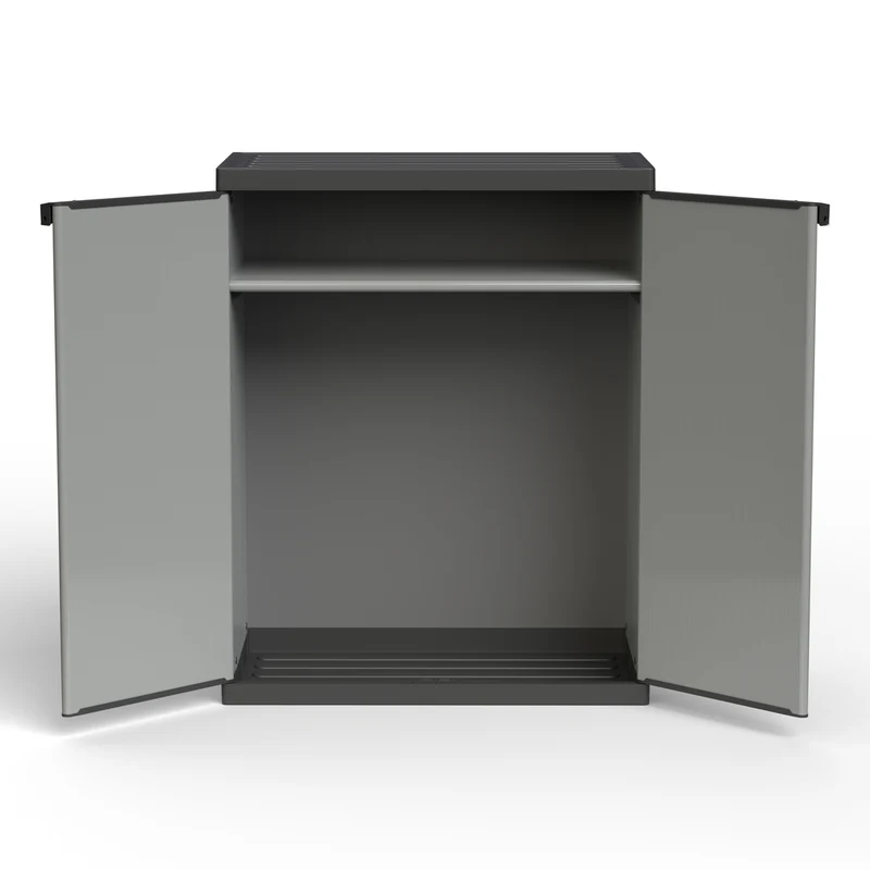 Bundle: ARMADIO Kunststoffschrank mit 1 Einlegeboden und zwei Türen + 3-teilige Recycling-Taschen