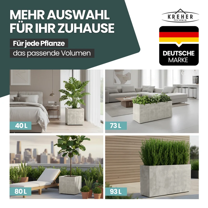 XL Pflanzkübel 'Millennium' 100 Liter, rechteckig in Creme Weiß