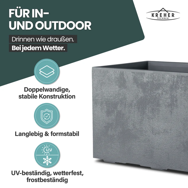 XL Pflanzkübel 'Millennium' 100 Liter, rechteckig in Grau