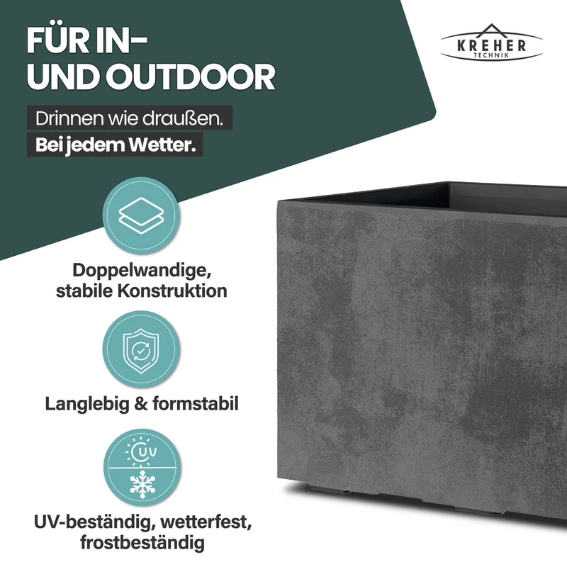XL Pflanzkübel 'Millennium' 100 Liter, rechteckig in Anthrazit