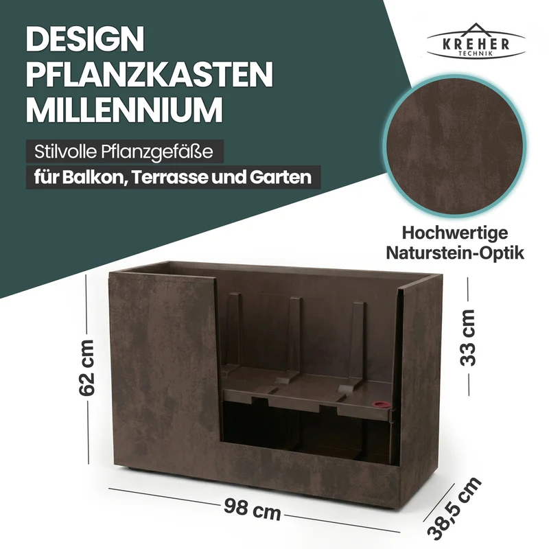 XXL Sichtschutz Pflanzkasten 'Millennium Fence' in Braun (2 Stück)
