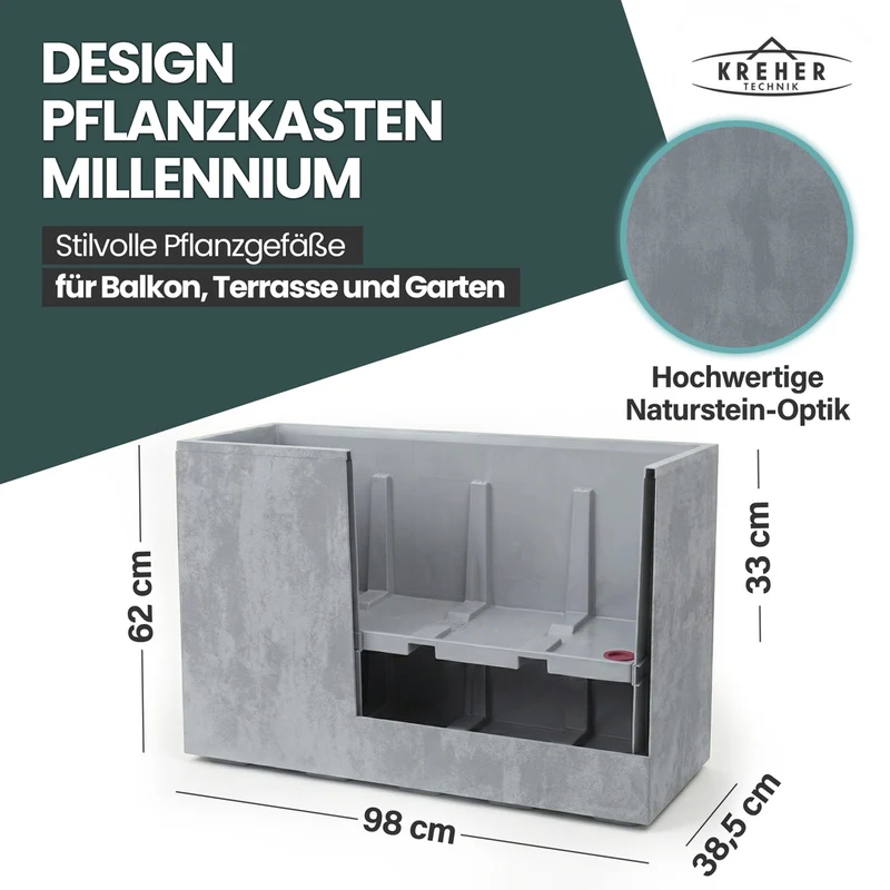 XXL Sichtschutz Pflanzkasten 'Millennium Fence' in Grau (2 Stück)