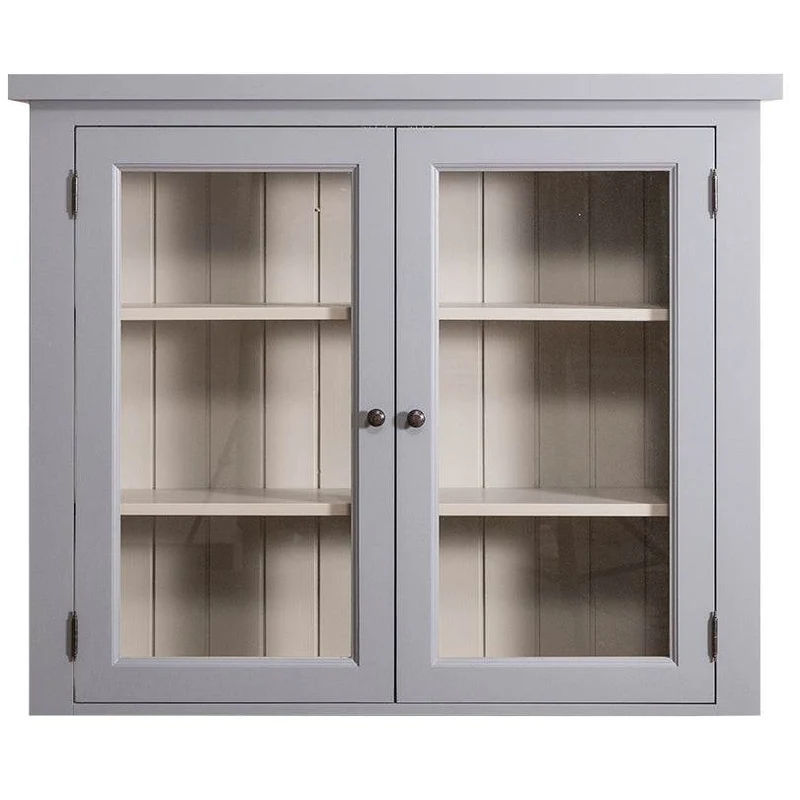 Hängeschrank aus Massivholz | Geschirrvitrine mit zwei Türen und Schaufenster