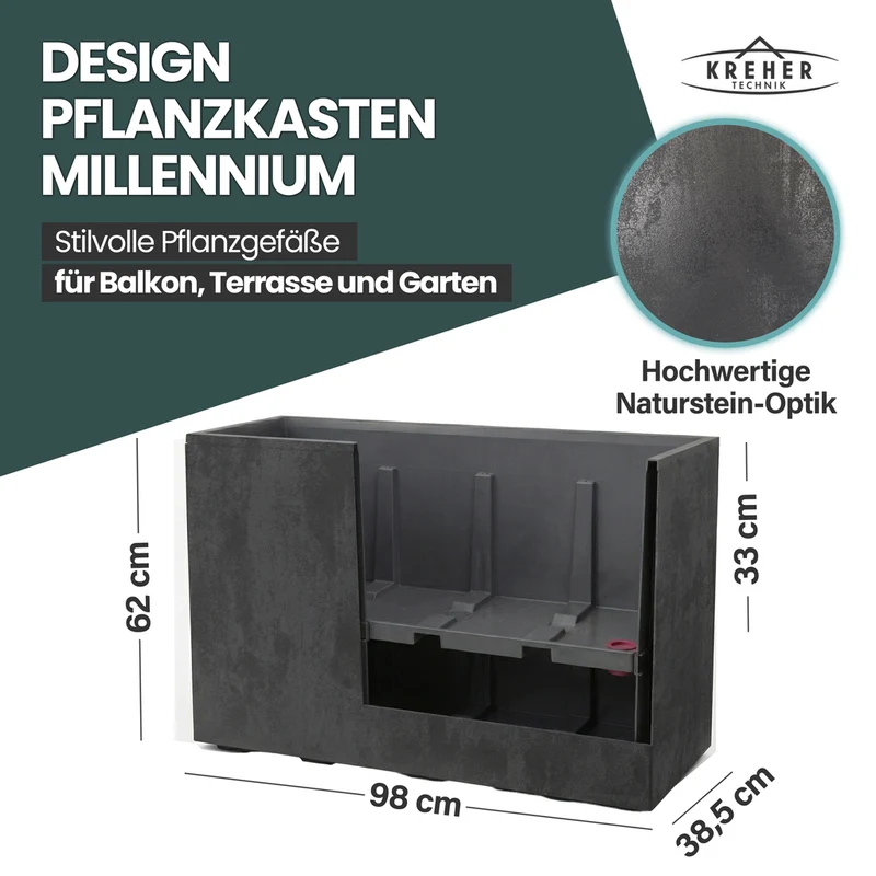 XXL Sichtschutz Pflanzkasten 'Millennium Fence' in Anthrazit (2 Stück)