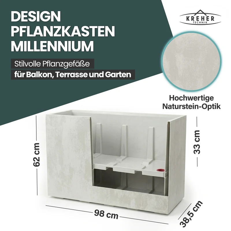 XXL Sichtschutz Pflanzkasten 'Millennium Fence' in Creme Weiß