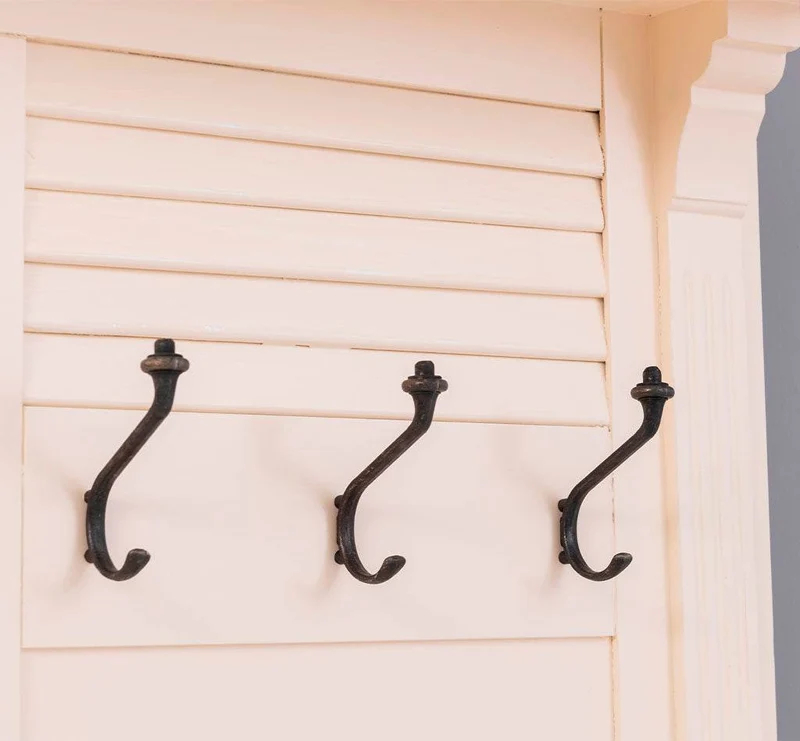 Spiegelgarderobe aus Massivholz mit Sitzfläche | 3 Haken | Schuhfächern und 2 Schubladen
