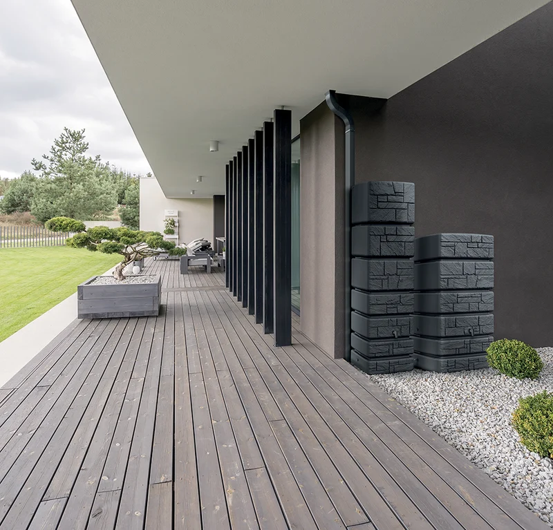 XXL Wassertank "TOWER STONE" 500 Liter in Anthrazit (STEIN OPTIK) mit Füllautomat und Wasserhahn