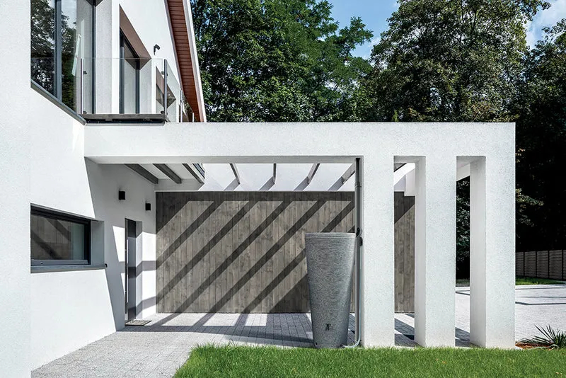 XXL Wassertank "TUBO" 320 Liter in Grau (Struktur Optik) mit Fuellautomat und Wasserhahn