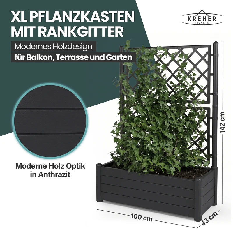 Set: 2 x HOLZ OPTIK XL SPALIER (breite Version) Farbe: Anthrazit