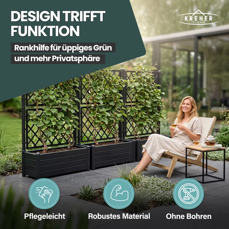 Set: 2 x HOLZ OPTIK XL SPALIER (breite Version) Farbe: Anthrazit