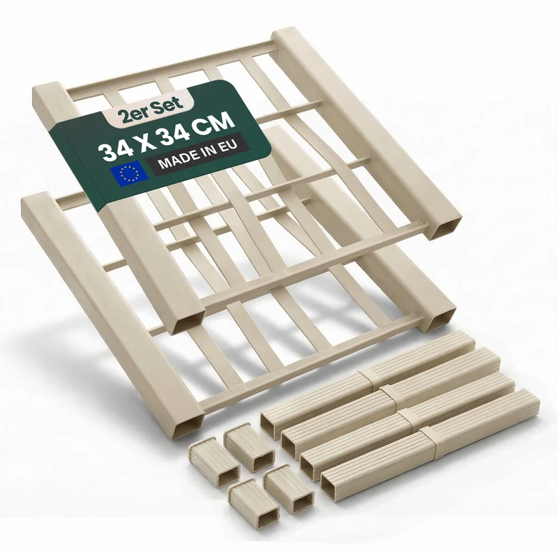 Set: 2 x Spalierrückwand - Schmal - 34 x 34 cm - mit 2 Verbindern und Abdeckkappen für 'Ethica' (Farbe wählbar)