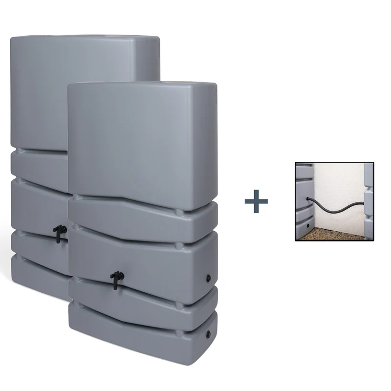 2 x XXL Wassertank "AQUA TOWER" (Glatte Optik) Wasserhahn und Verbindungsset (Volumen/Farbe wählbar)