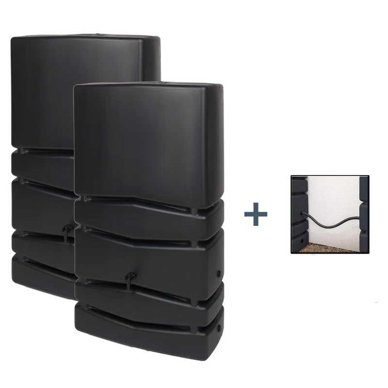 2 x XXL Wassertank "AQUA TOWER" (Glatte Optik) Wasserhahn und Verbindungsset (Volumen/Farbe wählbar)