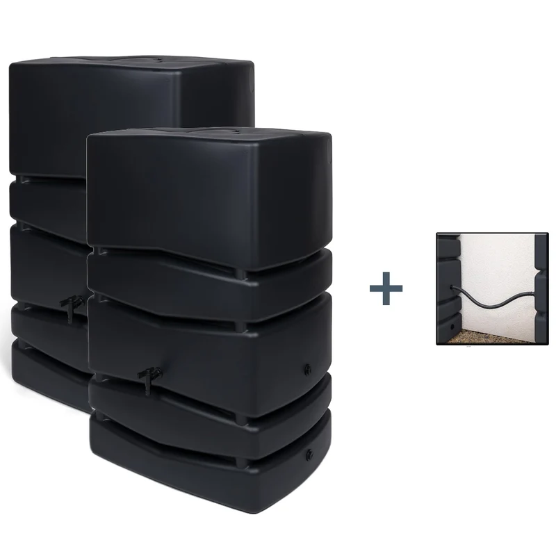 2 x XXL Wassertank "AQUA TOWER" (Glatte Optik) Wasserhahn und Verbindungsset (Volumen/Farbe wählbar)