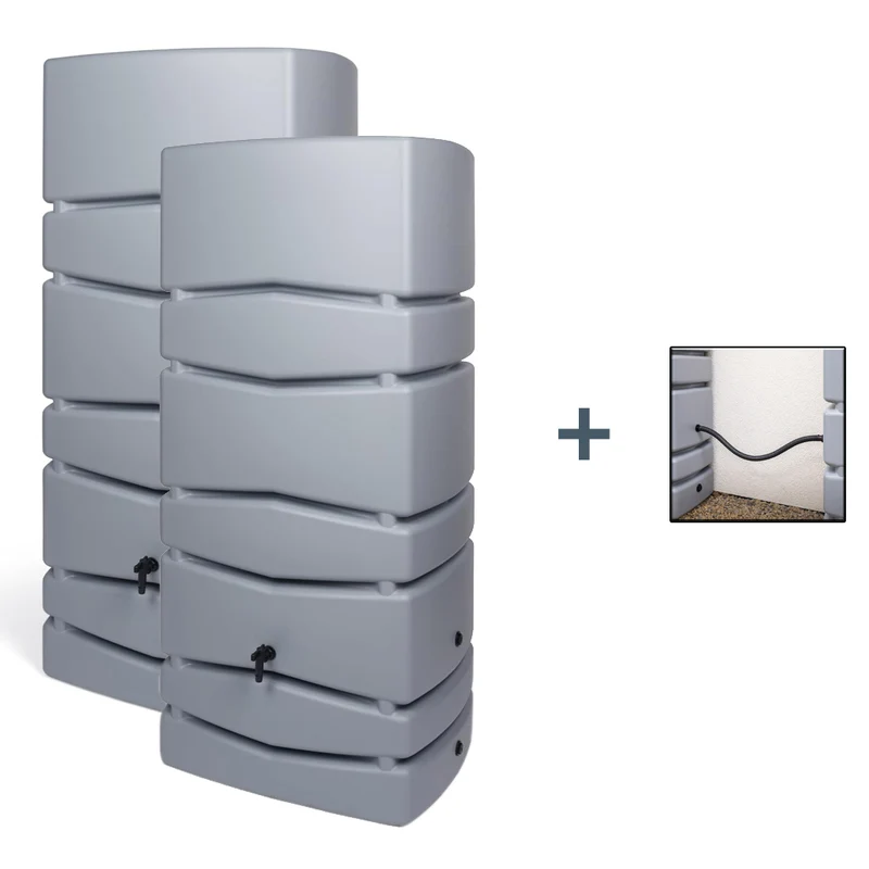 2 x XXL Wassertank "AQUA TOWER" (Glatte Optik) Wasserhahn und Verbindungsset (Volumen/Farbe wählbar)