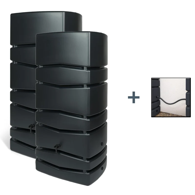 2 x XXL Wassertank "AQUA TOWER" (Glatte Optik) Wasserhahn und Verbindungsset (Volumen/Farbe wählbar)