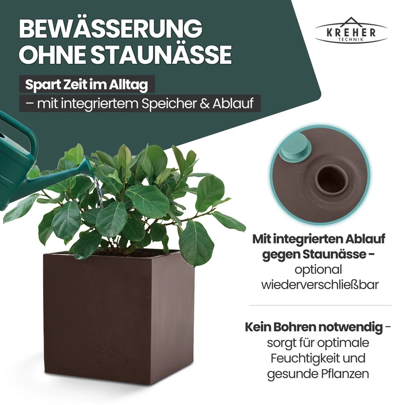XL Pflanzkübel 'Millennium' 40 Liter, eckig in Braun