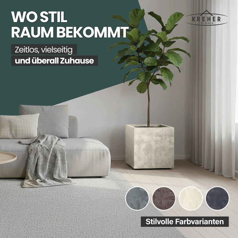 XL Pflanzkübel 'Millennium' 40 Liter, eckig in Creme Weiß