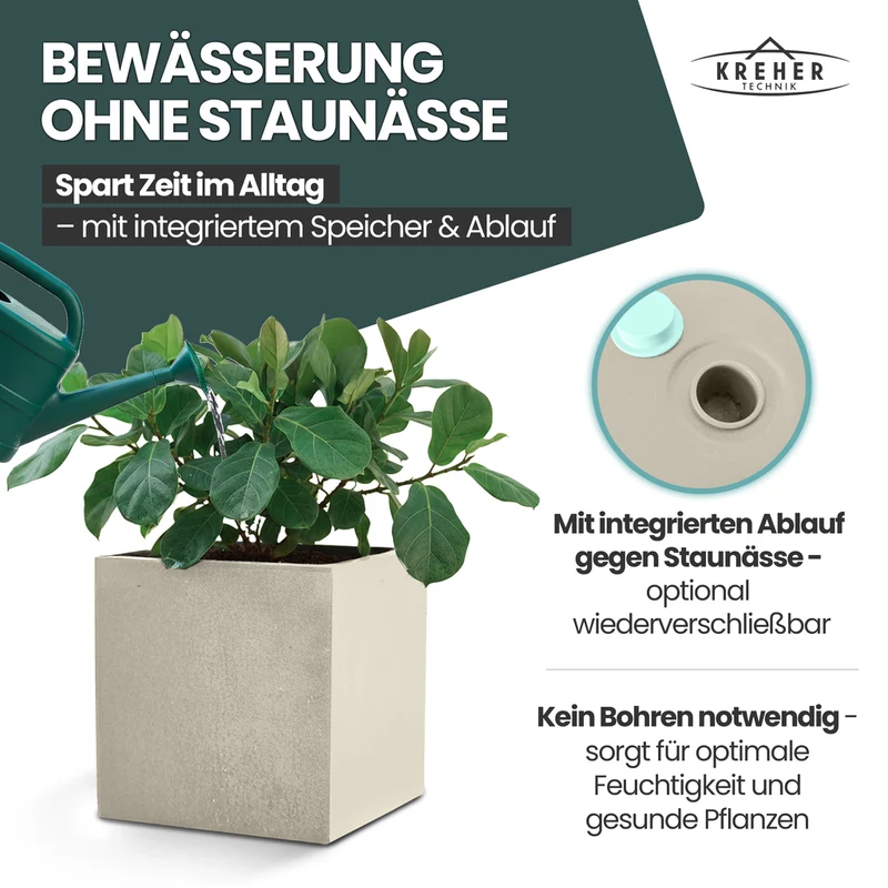 XL Pflanzkübel 'Millennium' 40 Liter, eckig in Creme Weiß