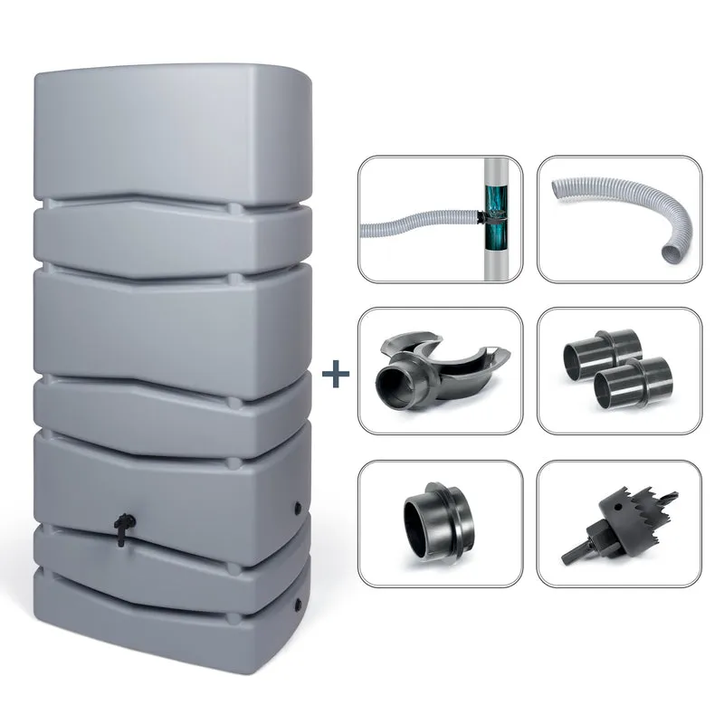 XXL Wassertank "AQUA TOWER" 650 Liter in Grau (GLATTE OPTIK) mit Füllautomat und Wasserhahn