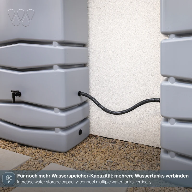 XXL Wassertank "AQUA TOWER" 650 Liter in Grau (GLATTE OPTIK) mit Füllautomat und Wasserhahn