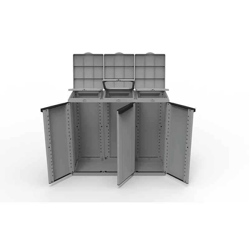EcoCab3 - XL Kunststoffschrank mit Müllsackhalter und 3 Klappdeckeln