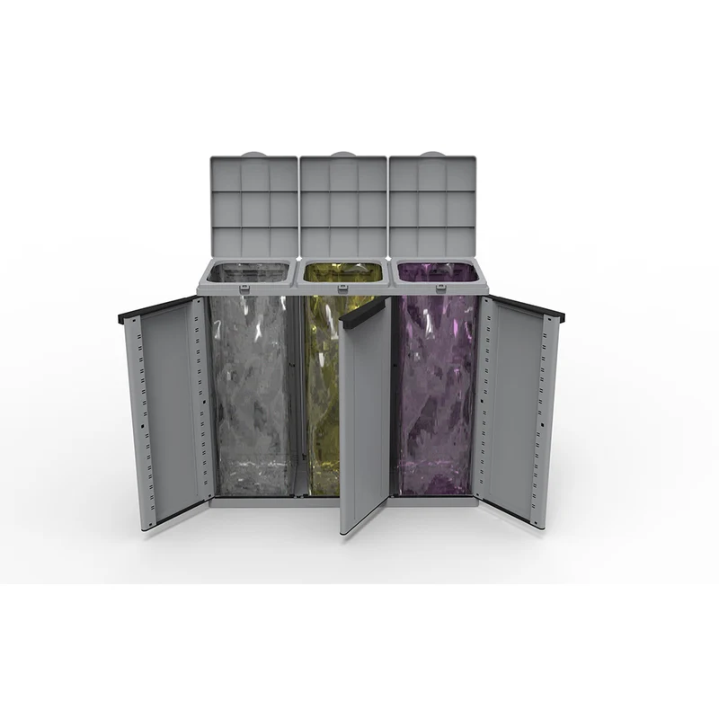 EcoCab3 - XL Kunststoffschrank mit Müllsackhalter und 3 Klappdeckeln