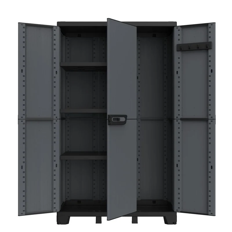 Dreitüriger Kunststoffschrank 'Ardesia' in Schiefer Optik in Anthrazit (Variante wählbar)