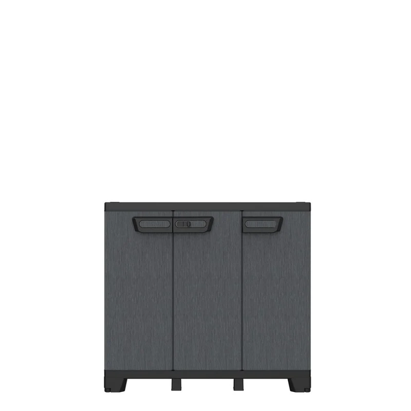 Dreitüriger Kunststoffschrank 'Ardesia' in Schiefer Optik in Anthrazit (Variante wählbar)