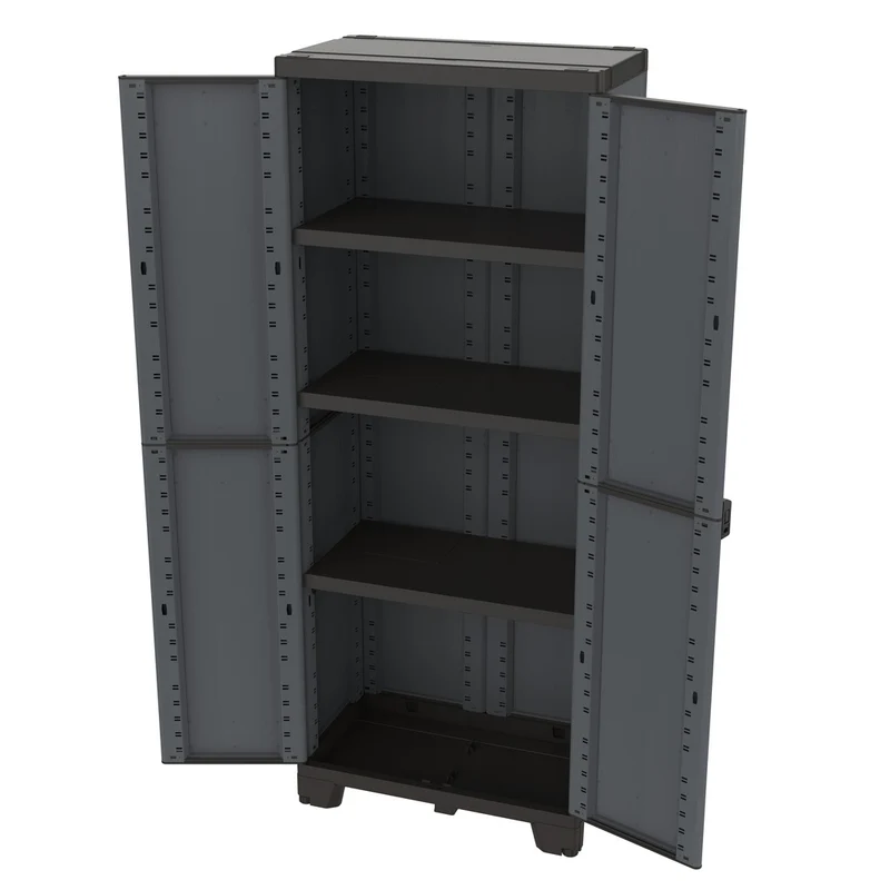 Kunststoffschrank 'Ardesia' mit 3 Einlegeböden / Spindschrank (2 in 1) in Schiefer Optik