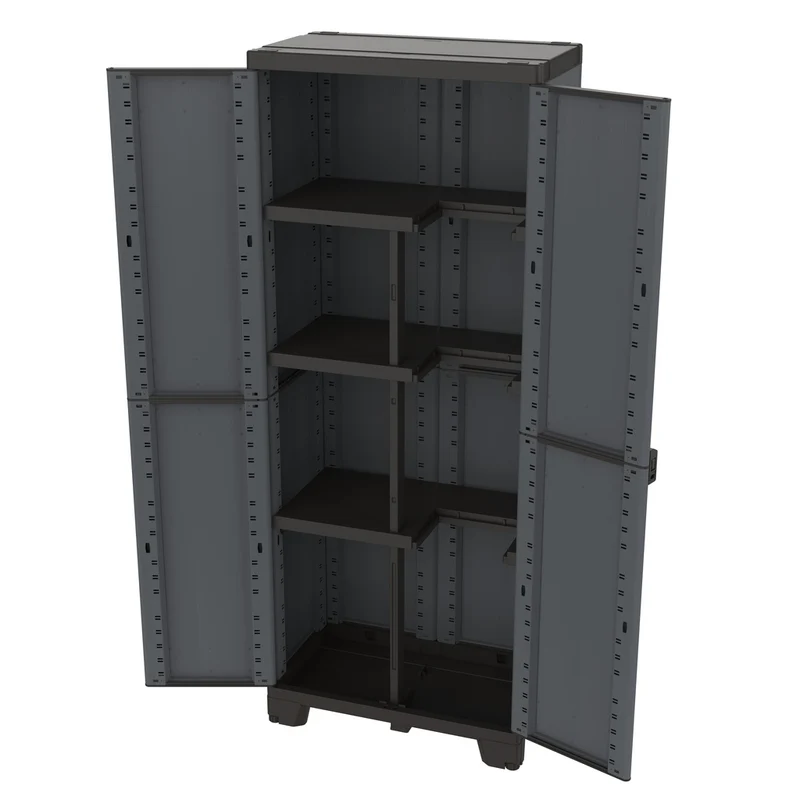 Kunststoffschrank 'Ardesia' mit 3 Einlegeböden / Spindschrank (2 in 1) in Schiefer Optik
