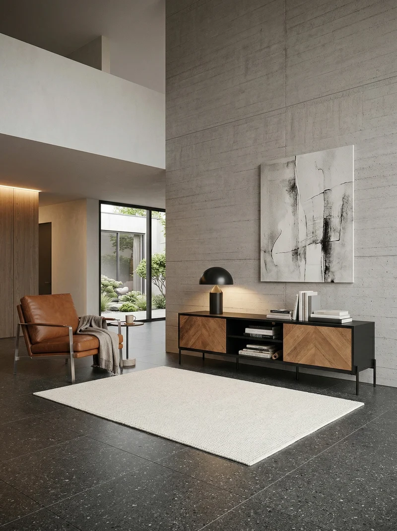 Lowboard Modern Stil mit V-Muster für 70-Zoll Fernseher