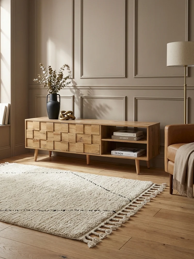 Lowboard Eiche-Dekor Modern Stil für 70-Zoll Fernseher
